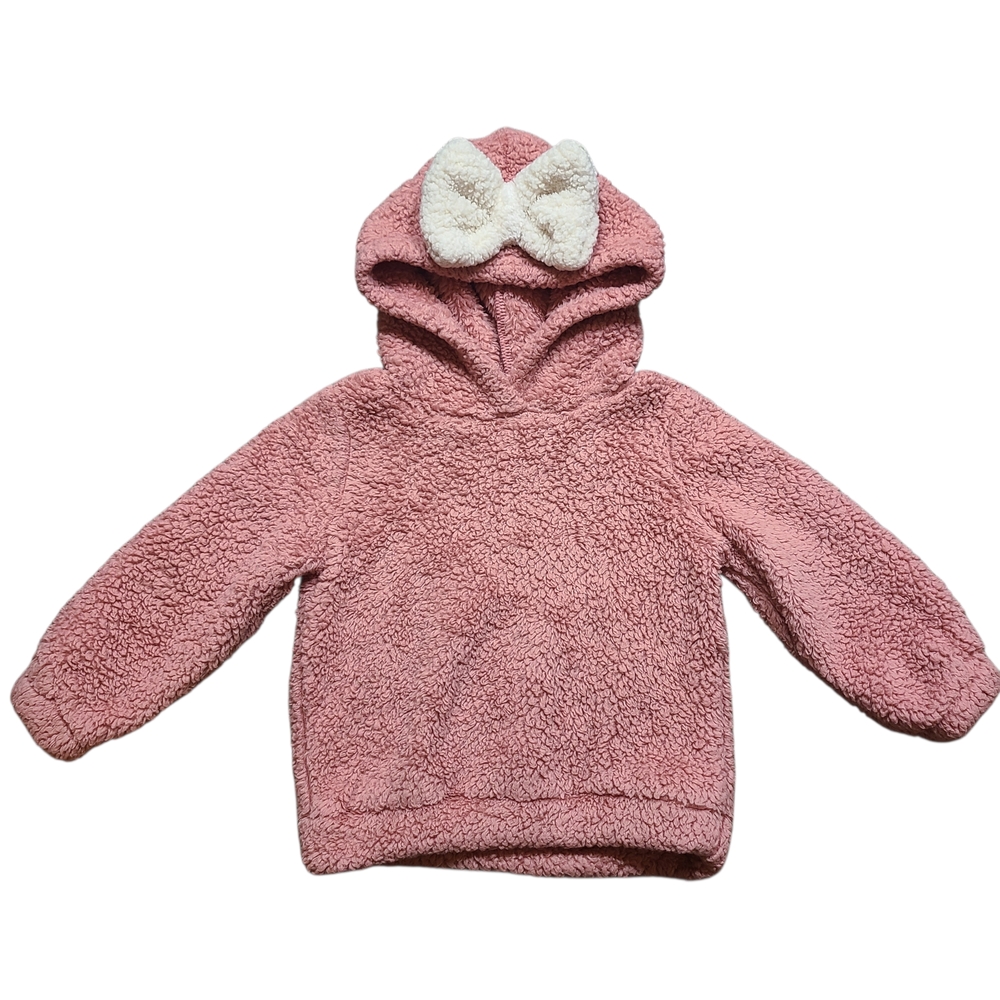 PatPat Pink Sherpa Hoodie Bow Pullover Toddler Girl Size 3T